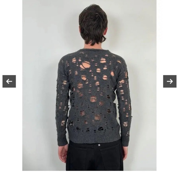 Diesel Grey Ripped Distressed Sweater | - Picture 6 of 8
